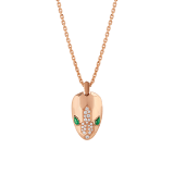 Serpenti necklace with 18 kt rose gold chain and pendant, set with malachite eyes and demi pavé diamonds. 352678 image 1