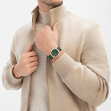 Bvlgari Bvlgari 50th Anniversary Limited Edition watch with mechanical automatic in-house movement, 18 kt yellow gold case and bezel engraved with BVLGARI ROMA logo, Verde Alpi green marble dial and dark green alligator bracelet. Water-resistant up to 50 metres 104112 image 1