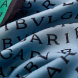 Lettere Maxi Double scarf in fine blue and green silk with BULGARI BULGARI metal pendant. LETTMAXIDOUBLE image 3