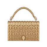 Serpenti Sugarloaf shoulder bag in black calf leather with a distinctive Calla Matelassé motif and black nappa leather lining. Captivating snakehead magnetic closure in gold-plated brass embellished with red enamel eyes. SCB-001-1295S-CALF image 4