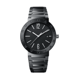 BVLGARI BVLGARI watch with mechanical manufacture movement, automatic winding and date, 41 mm stainless steel case and bracelet with Diamond Like Carbon treatment, and black lacquered dial. Water-resistant up to 50 metres 103540 image 1