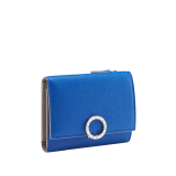 Bulgari Clip compact yen wallet in Olympian sapphire blue grain calf leather with foggy opal grey grain calf leather interior. Iconic palladium-plated brass clip and folded closure. BCM-YENCOMPACTZPb image 1