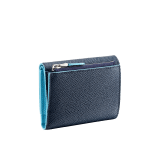 "Bvlgari Clip" slim compact wallet in Denim Sapphire blue and Aegean Topaz light blue grained calfskin. Iconic logo clip closure in palladium-plated brass 290669 image 3