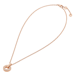 BVLGARI BVLGARI Openwork 18 kt rose gold necklace set with full pavé diamonds on the pendant 357312 image 2