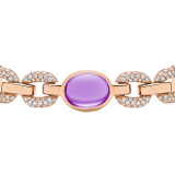 Bvlgari Tubogas 18 kt rose gold necklace set with a central amethyst and pavé diamonds. One size with adjustable fastening. 362001 image 3