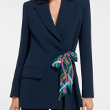 Serpenti 75 shelley in fine teal silk with a BVLGARI BVLGARI metal pendant. Made of 100% silk. SERPENTI75NEW-SH image 1