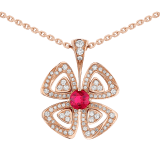 Fiorever Halskette mit Anhänger aus 18 Karat Roségold mit einem zentralen Rubin im Brillantschliff (0,35 Karat) und Diamant-Pavé (0,31 Karat) 358428 image 3
