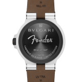 Bvlgari Aluminium GMT x Fender® watch with mechanical movement, automatic winding, GMT 24h function, 40 mm aluminium case, brown rubber bezel and bracelet, and brown and cream gradient dial. Limited Edition of 1.200 pieces 104117 image 4