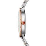 BVLGARI BVLGARI watch in 18 kt rose gold and stainless steel case and bracelet, 18 kt rose gold bezel engraved with double logo, green satiné soleil lacquered dial and diamond indexes 103202 image 3