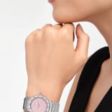 BULGARI BULGARI watch with stainless steel case and bezel engraved with double logo, polished and satin-brushed stainless steel bracelet and pink lacquered dial. Water-resistant up to 30 meters. Limited edition of 350 pieces. 103711 image 4