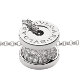 B.zero1 18 kt white gold necklace with round pendant in 18 kt white gold, set with pavé diamonds on the spiral. 351117 image 3