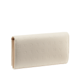 Bvlgari Logo large wallet in Ivory Opal white calf leather with hot stamped Infinitum Bvlgari logo pattern and plain Pink Spinel nappa leather lining. Light gold-plated brass hardware BVL-LONGWALLET image 3