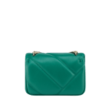 Serpenti Cabochon Maxi Chain mini crossbody bag in soft flash diamond calf leather with maxi graphic quilted motif and deep jade green nappa leather lining. Captivating snakehead magnetic closure in light gold-plated brass embellished with white mother-of-pearl scales and red enamel eyes. 1164-MSMb image 3
