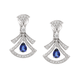 DIVAS' DREAM 18 kt white gold openwork earrings, set with pear-shaped sapphires, round brilliant-cut and pavé diamonds. 357324 image 1