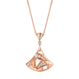 DIVAS' DREAM necklace in 18 kt rose gold with pendant set with mother-of-pearl elements, one diamond and pavé diamonds. 350065 image 1