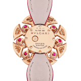 DIVAS' DREAM High Jewelry watch with 18 kt rose gold case set with round brilliant-cut diamonds (F-G VVS, ~2 ct) and 8 brilliant-cut rubies (~3.6 ct), mother-of-pearl dial and red alligator bracelet. Water-resistant up to 30 meters. 103754 image 4