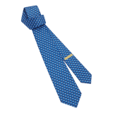 Logo Colosseum seven-fold tie in fine dark blue saglione printed silk. Made of 100% saglione silk. LOGOCOLOSSEUM image 1