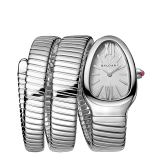 Serpenti Tubogas Uhr mit doppelt geschwungenem Armband, Gehäuse und Armband aus Edelstahl und silberfarbenem Opalin-Zifferblatt. 101911 image 1