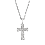 Croce pendant in 18 kt white gold and pavé diamonds (0.31 ct). 354038 image 1