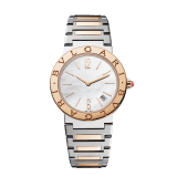 BVLGARI BVLGARI LADY watch with stainless steel case, 18 kt rose gold bezel engraved with double logo, white mother-of-pearl dial and 18 kt rose gold and stainless steel bracelet 102925 image 1