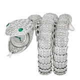 Serpenti Misteriosi High Jewellery watch with mechanical manufacture micro-movement with manual winding, 18 kt white gold case and bracelet set with diamonds and emerald eyes, and pavé-set diamond dial 103795 image 1