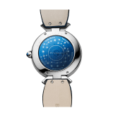 DIVAS' DREAM watch with mechanical manufacture movement, automatic winding, 18 kt white gold case set with round brilliant-cut diamonds and sapphires, aventurine rotating discs with diamonds and printed constellations and dark blue alligator bracelet 102842 image 3