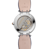 DIVAS' DREAM watch with mechanical manufacture movement, automatic winding, 18 kt white gold case, 18 kt white gold bezel and fan-shaped links both set with brilliant-cut diamonds, natural peacock feather dial and blue alligator bracelet 103263 image 4
