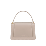 Alexander Wang x Bulgari small belt bag in moonbeam pearl light grey calf leather with black nappa leather lining. Captivating double Serpenti head magnetic closure in antique gold-plated brass embellished with red enamel eyes. 292315 image 3