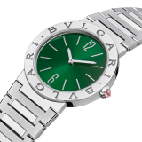 BVLGARI BVLGARI LADY watch with stainless steel case, stainless steel bracelet, stainless steel bezel engraved with double logo and green sun-brushed dial. 103066 image 3