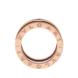 Anello a due fasce B.zero1 in oro rosa 18 kt e ceramica opaca nera. AN858853 image 2