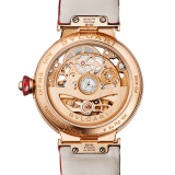 LVCEA Skeleton 腕錶，搭載機械機芯，自動上鍊，18K 玫瑰金錶殼鑲飾鑽石，鏤空 BVLGARI 標誌錶盤鑲飾鑽石，紅色鱷魚皮錶帶。 102833 image 4