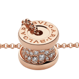 B.zero1 18 kt rose gold circle pendant necklace with pavé diamonds and chain 351116 image 3