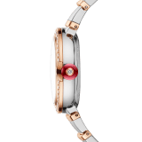 LVCEA watch with stainless steel case, 18 kt rose gold bezel set with brilliant-cut diamonds, green dial, diamond indexes, date opening, stainless steel and 18 kt rose gold bracelet. Exclusive Edition for Middle East 103289 image 3