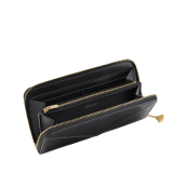 Divas' Dream large wallet in star rose pink goat leather with crystal rose nappa leather interior. Refined gold-plated brass signature charm and zip around closure. DIVA-LONGWLT image 2