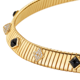 Bvlgari Tubogas 18 kt yellow gold necklace set with diamond pavé and black onyx studs CL860415 image 3