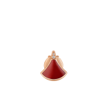 Divas' Dream 18 kt rose gold fan-shaped single stud earring set with carnelian and pavé diamonds 361993 image 1