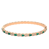 Serpenti Viper 18 kt rose gold thin bangle bracelet set with malachite elements BR859177 image 2