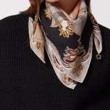 Serpenti Paisley scarf in fine black printed silk with a BULGARI BULGARI metal pendant. Made of 100% silk. SERPPAISLEY-SC image 1
