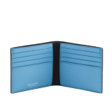 B.zero1 Man bifold wallet in black matte calf leather with Niagara sapphire blue nappa leather interior. Iconic dark ruthenium and palladium-plated brass embellishment, and folded closure. BZM-BIFOLDWALLET image 2