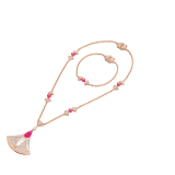 Divas' Dream necklace in 18 kt rose gold set with rubellites, mother-of-pearl elements and pavé diamonds Necklace with a double wearability and a detachable Bracelet 361950 image 5