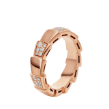 Serpenti Viper band Ring in 18 kt rose gold with half pavé diamonds . Width 6 mm AN857928 image 1