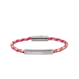 BULGARI BULGARI Special Resort Edition bracelet in multicolor braided calf leather. Silver plate in the middle engraved with iconic BULGARI logo and silver clasp closure. LOGOPLATEW-WCL-M image 1