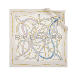 Serpenti 75 scarf in fine grey silk satin with a BVLGARI BVLGARI metal pendant. Made of 100% silk. SERPENTI75NEW-SQ image 1