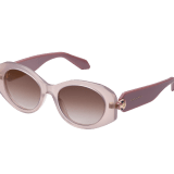 Serpenti Forever oval acetate sunglasses with enameled snakehead decor on the temples BV40007I image 1