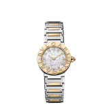 Bvlgari Bvlgari watch in 18 kt yellow gold and polished and satin-brushed stainless steel, double logo engraving on the bezel, white mother-of-pearl mosaic dial and 12 diamond indexes. Water-resistant up to 30 metres 104277 image 1