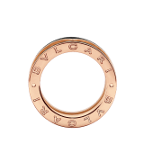 B.zero1 Rock two-band ring in 18 kt rose gold with studded spiral and black ceramic inserts on the edges AN859090 image 2