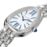 Serpenti Seduttori watch with 18 kt white gold case and bracelet both set with diamonds, and silver opaline dial 103947 image 2