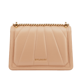 Serpenti Diamond Blast small shoulder bag in ivory opal Sunshine quilted nappa leather with black nappa leather lining. Captivating snakehead closure in light gold-plated brass embellished with matt and shiny ivory opal enamel scales and black onyx eyes. 922-SQ image 3