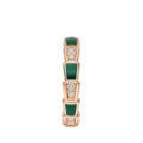 Serpenti Viper 18 kt rose gold thin ring set with malachite elements and pavé diamonds AN858752 image 2