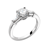 Griffe Ring aus Platin mit rundem Diamanten im Brillantschliff und zwei seitlich angeordneten Diamanten 332001 image 1
